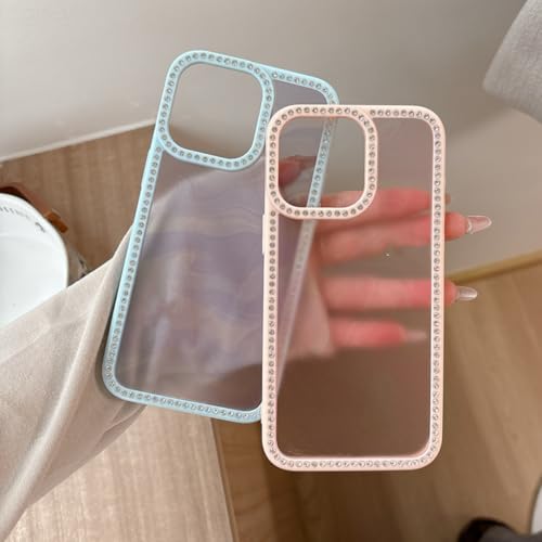 Coque de luxe en plastique transparent avec strass pour iPhone 15 rigide - 7