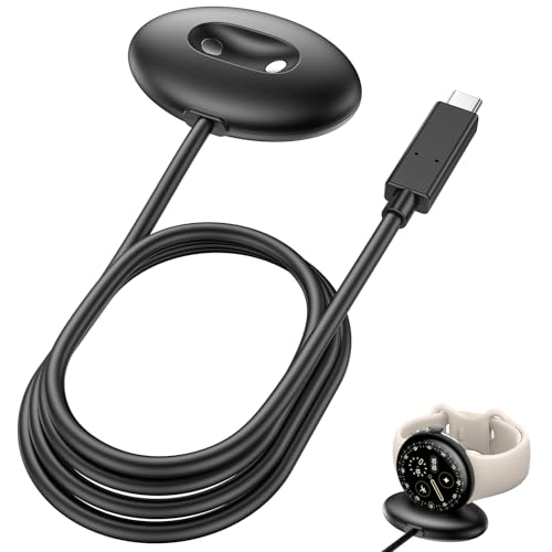 Google Pixel Watch 4�p�[�d�P�[�u���AUSB C �}���[�d�h�b�N 3�t�B�[�g Google Pixel Watch 4 (41mm/45mm) �̂ݑΉ� �ڑ����ꂽ�X�}�[�g�E�H�b�`�[�d�R�[�h �����p�[�d�P�[�u���A1M �u���b�N