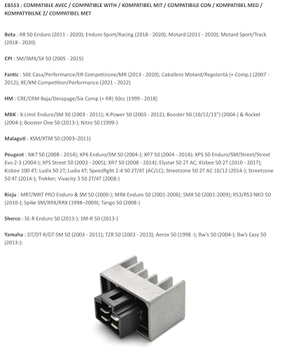 Easyboost Spannungsregler Gleichrichter 4-polig für Roller und Motorrad 50 MBK Booster nach 2004 Nitro Ovetto Yamaha DT TZR Beta 50 RR HM Rieju MRT SMX Sherco Ludix Kisbee TKR Speedfight XPS SH671-12