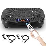 SAVEYOUR Vibrationsplatte für Zuhause - Rüttelplatte mit 120 Stufen & 5 Modi, mit Widerstandsbändern & Fernbedienung, für Fettverbrennung Muskelaufbau Figurformung ideal für Zuhause Home Gym(Schwarz)