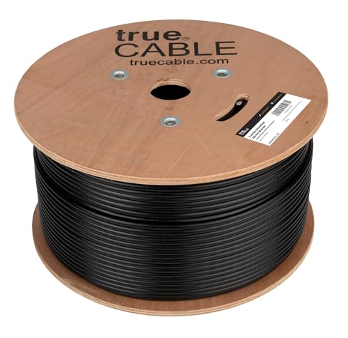 Image of TRUE CABLE Cat5e Direct Burial Bulk Ethernet Cable, Shielded F /UTP, 1000ft, Black, Waterproof, Outdoor OSP Jacket, 24AWG Solid Bare Copper, 350MHz, PoE++ 100W
