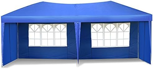 US PIEDLE 10 x 20ft Easy Pop up Canopy Tent Large Heavy Duty Tent Folding Instant Canopy Gazebo Wedding Party Commercial Outdoor Shelter, 4 Removable Sidewalls and Carry Bag Waterproof (Blue)