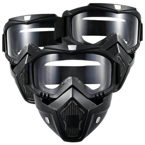 Paintball Mask Anti Fog,Airsoft Mask Full Face,Tactical Mask, Motorcycle Helmet Goggles with Removable Face Mask for Men Women (3=Clear655)