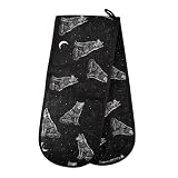 susiyo Double Oven Mitts White Wolf Heat Resistant Oven Glove Extra Long Potholder for Kitchen Cooking Baking BBQ Microwave Handling Hots and Pans 35x7 Inch