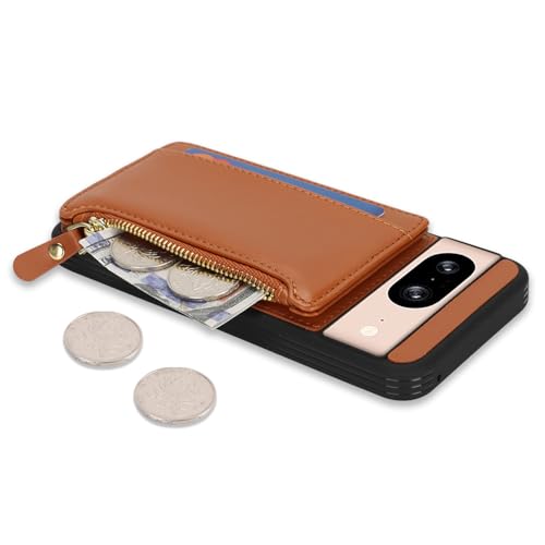Image of Cavor for Google Pixel 8 Case Wallet with Card Holder, Brown