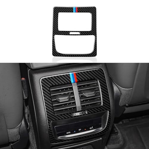 Image of Car Decal Rear Row AC Cover Trim Carbon Fiber Sticker fits for BMW X3 G01 2018 2019 2020 2021 2022 2023 2024 Accessories