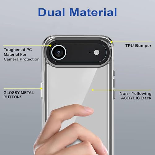 Image of amazon basics Back Case Cover for iPhone 17 Air | Compatible for iPhone 17 Air Back Cover | Case Cover with Camera Protection | (TPU + PC | Translucent Black)