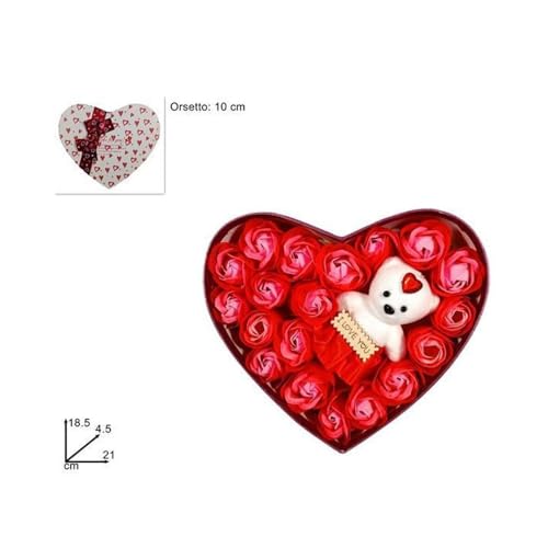 Oise Art Store Trade Shop - Scatola Regalo A Forma Di Cuore Con Orsetto E Rose Per San Valentino Anniversari - 2