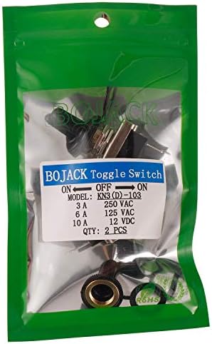 BOJACK KN3(D)-103 Toggle Switch SPDT ON-OFF-ON 3 Terminal pin 12 VDC 25 A with Waterproof Cap(Pack of 2 Pcs)