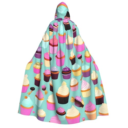 Cape à capuche d'Halloween à motif cupcake pour un costume rapide et original