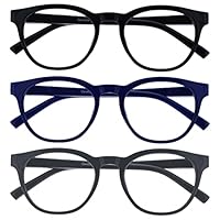 Opulize Blu 3 Pack Blue Light Blocking Reading Glasses Black Blue Grey Computer Anti Glare Mens Womens BBB5-137 +1.50