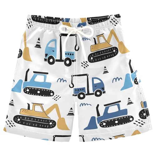 Cute Car Excavator Boys Swim Trunks Kids Toddler Beach Board Shorts Teen Quick Dry Suit