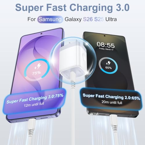 Image of USB C Box Samsung Fast Charging Block Type C for Galaxy S26 Ultra S25FE A37 | USB C Wall Plug Phone Charger 6FT Charging Cable for Samsung S26 S25 A17 A27 A56 Z Flip Fold 8 Ultra Pixel 10 Pro XL Fold 10A