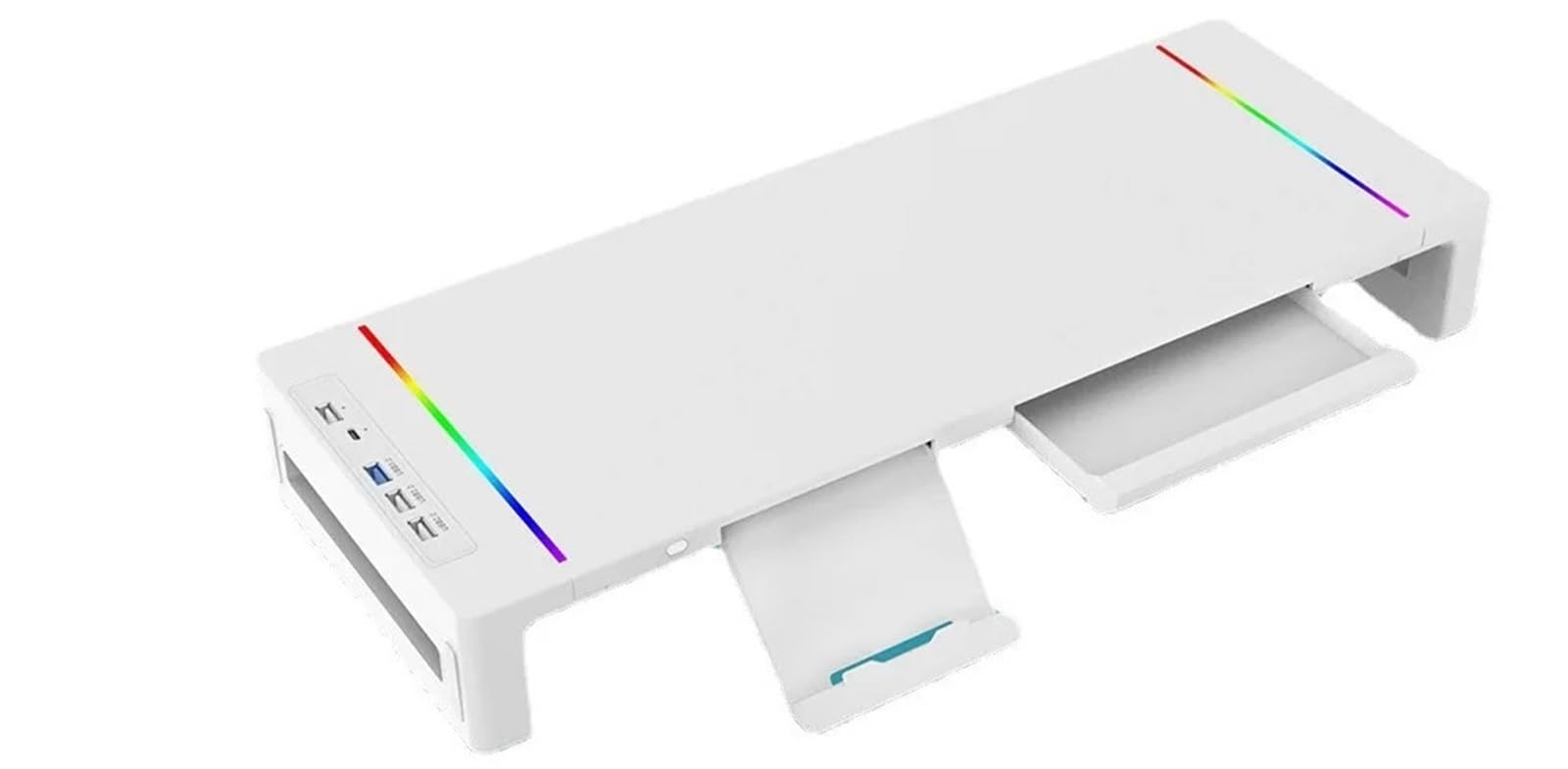 Support écran d'ordinateur blanc avec charge rapide et éclairage RVB