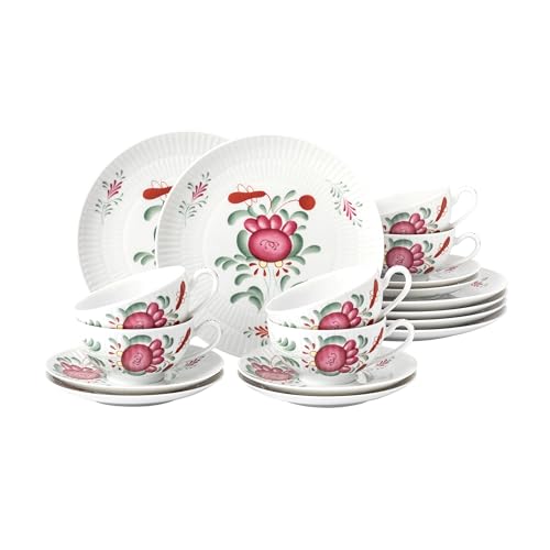 Königlich Tettau Porzellan Amina Ostfriesenrose Teeservice 18-teilig...