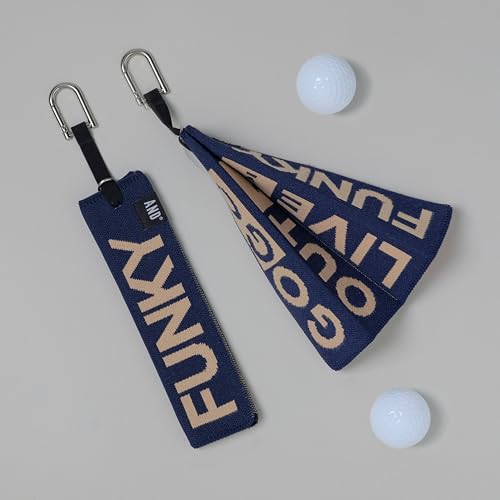 Image of ANDGOLF Pleats Ball Towel, Use to Wash My Ball and Club, Best choice for Golf Gifts, Embroidered Golf Towels, Clip for Bags /pants /skirts, Durable elastic band, Colorful fashion golf item (funky beige)