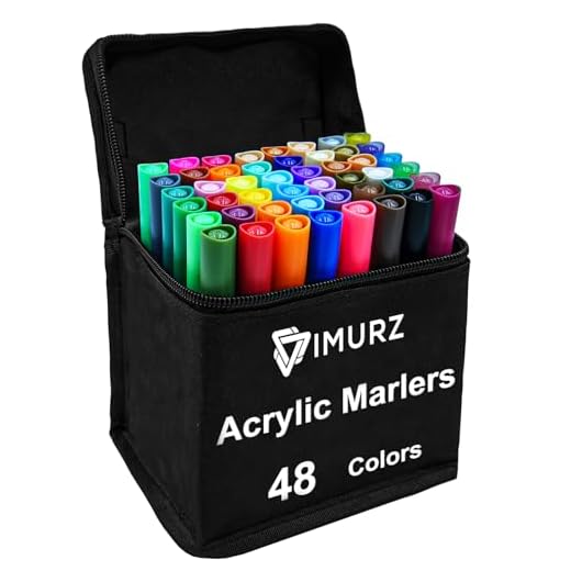 IMURZ Rotuladores acrilicos 48 colores-Secado Rápido Impermeabile Marker Pen Rotuladores Lettering permanentes rotuladores para Niños y Adultos pintar piedras Bocetos, Cómics, Garabatos (1mm)