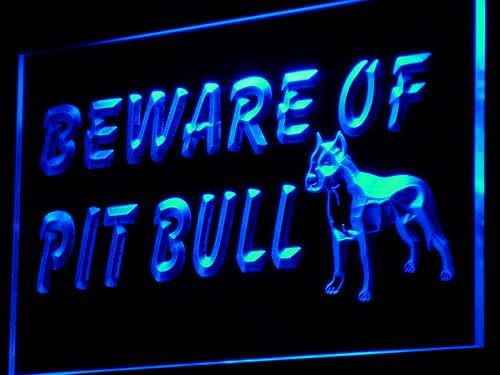 ADVPRO i839-b Beware of Pit Bull Terrier Dog Neon Light Sign