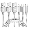Paquete de 3 cargadores para iPhone, cable trenzado de nailon Lightning de 10 pies con certificación MFi de Apple, cable de carga rápida compatible con iPhone 13, 12, 11 Pro Max, XR, XS, X, 8, 7, 6