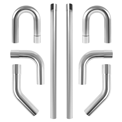 3 Inch Universal Stainless Steel Exhaust Pipe Tubing Kit DIY Customized Mandrel U Bend Straight Kit Fitment-8PCS