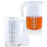 Tuntwcc Plastic Measuring Cups - Liquid Measuring Cups with Lid,Multiple Measurement Scales Measure Cups W/Handle and Spout (8CUPX2)