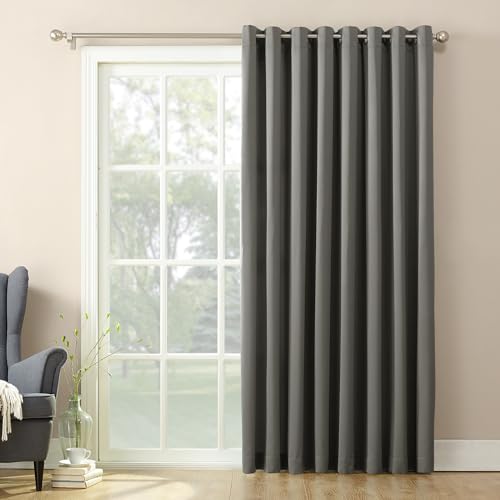 Sun Zero Barrow Energy Efficient Grommet Sliding Patio Door Curtain Panel, 100' x 84', Steel