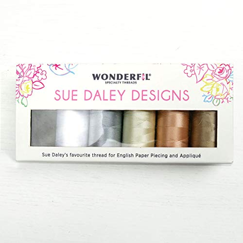 Sue Daley Designs SPB-NEUTRALS Wonderfil Sue Daley Designs Neutrals Specialty Threads, 6 X 273Yd Spools 2-Ply 80Wt Cottonized Soft Polyester Silk-Like Thread Fine Sewing English Paper Piecing Epp Applique Sewing Decobob thumb #3
