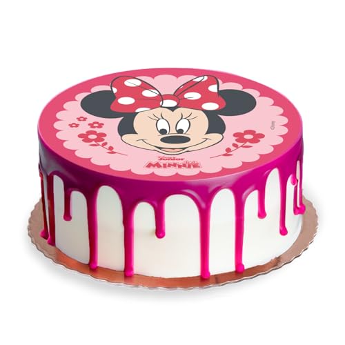 Dekora, Minnie Maus Essbare Oblate, Disney Geburtstagskuchendeko für Kinder, Runder Cake Topper 20 CM