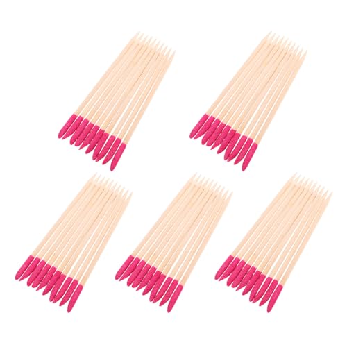 TEHAUX 50 Palitos para Cutículas de Madera Desechables Doble Punta Herramientas para Manicura y Pedicura Limado y Lijado de Uñas Color Rosa Fucsia Uso Profesional y Personal Cuidado
