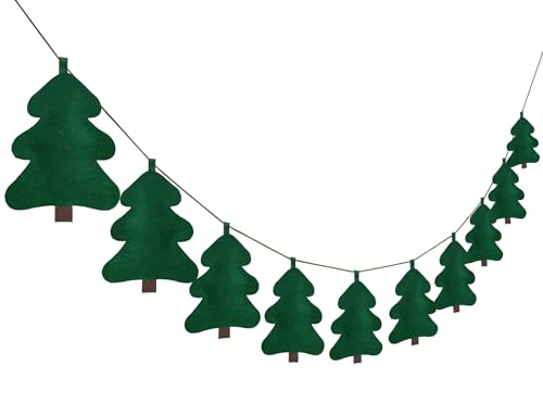 Rodudu Green Christmas Tree Garland, Handmade Filling Cotton Felt Fabric Garland for Festival Christmas Home Decoration