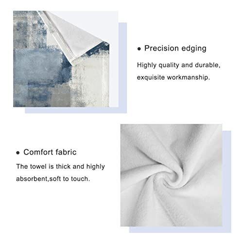 Aiyooler Vintage Bath Towels Set,Retro Blue Grey Abstract Art Painting 3 Piece Soft Towel Set(1 Luxury Bath Towel 1 Hand Towel 1 Washcloth) Absorbent Bathroom Towels Decorative Kitchen Shower Towel #TOP3