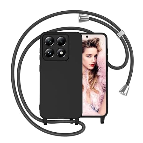Yichxu Etui z paskiem na telefon komórkowy Xiaomi 14T Pro, etui na telefon komórkowy do zawieszenia, ze sznurkiem na szyję, odporne na uderzenia, zarysowania, etui ochronne z łańcuszkiem, silikonowe