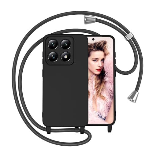 Yichxu Etui z paskiem na telefon komórkowy Xiaomi 14T Pro, etui na telefon komórkowy do zawieszenia, ze sznurkiem na szyję, odporne na uderzenia, zarysowania, etui ochronne z łańcuszkiem, silikonowe