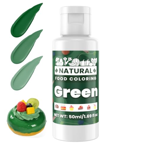 Image of Green Natural Food Coloring - 50ml Plant Based Food Dye, No FD&C & Artificial Dyes, Gluten-Free, Food-Grade, Vibrant Liquid Colors for Icing, Baking, Cake Decorating, Frosting, Fondant, Slime - 1.69 Fl.Oz Bottles