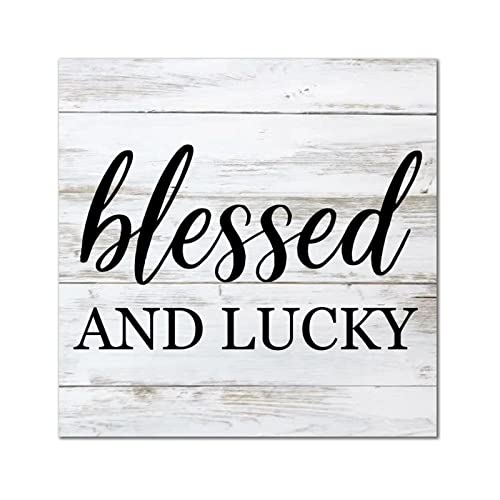 Plaque murale en bois Blessed et décoration rustique salon de 35cm - 2
