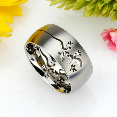 DoubleAccent 9MM Stainless Steel Cut-Out Lizard Comfort Fit Wedding Band Ring (Size 7 to 14)4