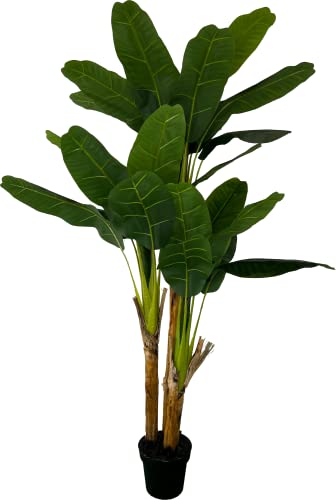 Deluxe Triple Stalk Banana 6' Artificial Plant, Artificial Tree, Cypress & Alabaster #TOP29
