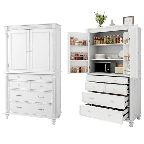 Merax 77" Tall Large Kitchen Pantry Storage Cabinet with 2