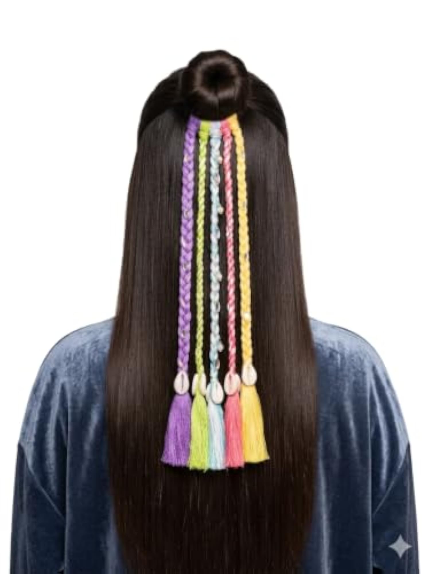 Boho Braided Hair Tie Extension with Cowrie Shells and Tassels