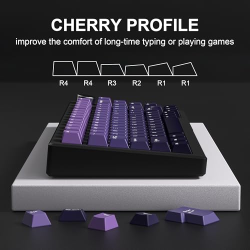 Image of dagaladoo Double Shot PBT keycaps Purple, Cherry Profile Keyboard Keycaps