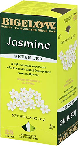 Image of Bigelow Green Tea with Jasmine 28-Count Boxes (Pack of 6) Premium Bagged Jasmine Scented Green Tea Antioxidant-Rich All Natural Medium-Caffeine Tea in Individual Foil-Wrapped Bags