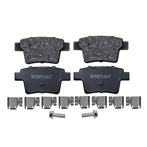 Image of Detroit Axle - Rear Brake Pads for 2005-2007 Ford Five Hundred Freestyle Mercury Montego, 2008-2009 Taurus X Sable, 2005-2008 Jaguar X-Type, Ceramic Brake Pads w /Hardware Replacement