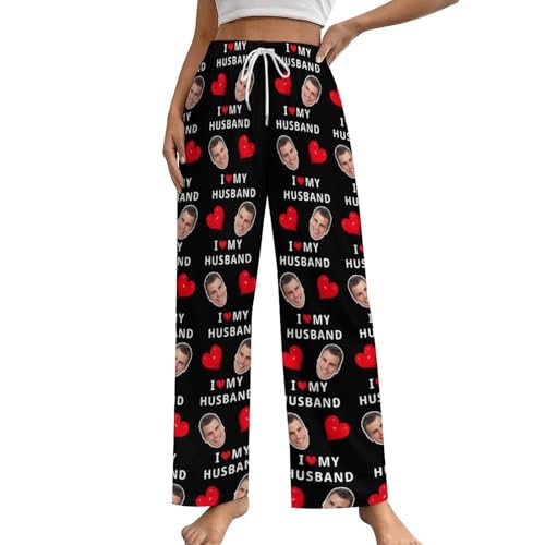 I love my wife and I love my husband couple pajama sets,customizable with photos and text,Couples long pajama set3