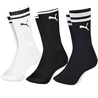 PUMA Kit 3 Pares Meia Cano Longo Heritage Esportiva Sola Atoalhada Algodão Adulto, 2 Pretas (90+95) - 1 Branca, 39-43