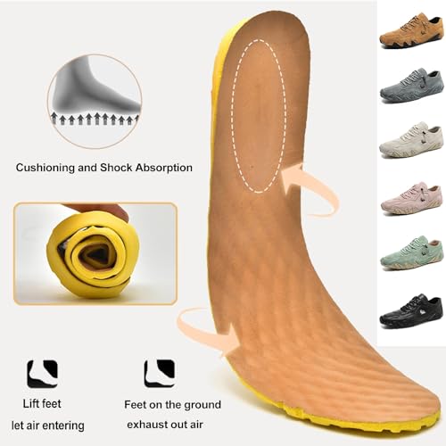 Women's Ultra-Light Soft Walking Shoes Italian Handmade Sneakers Breathable Non Slip Beck Shoes Comfort Casual Barefoot Shoes for Outdoor and Urban Life(Brown,US 8)4