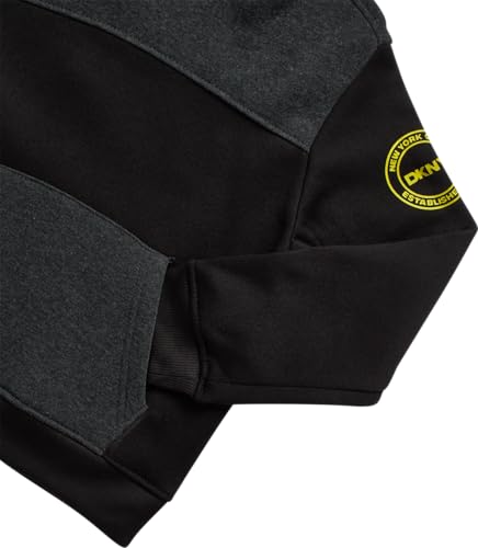 Image of DKNY Toddler Boys' Jogger Set - 3 Piece Short Sleeve Graphic T-Shirt, Pullover Hoodie, and Jogger Sweat Pants (Sizes: 4-7)