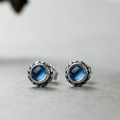 Pendientes de plata 925 hipoalergénicos con topacio azul para mujer 4