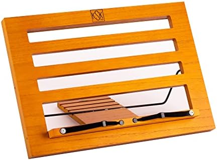 Cookbook Stand and Recipe Holder - Handsfree Bookstand for Reading - Adjustable Stand for Tablet, iPad, Textbook - Desktop Music Stand - Bible Display - Available in Blue or Natural KSKUSA
