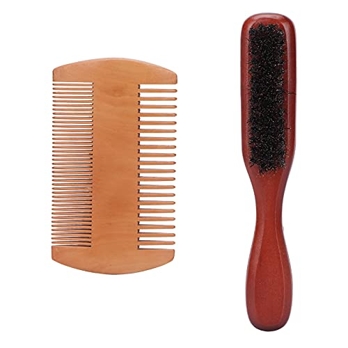 Generic Pincel de Barba para Hombres, Kit de Peine de Bigote de Doble Cara Juego de Pincel de Peine de Barba con Bolsa de Almacenamiento Suave para la Preparación para Hombres