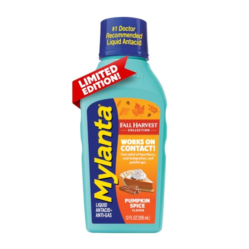 Image of Mylanta Heartburn & Gas Relief Liquid Antacid, Pumpkin Spice Flavor, 12 Oz | Liquid antacid neutralizes acid for fast heartburn & gas relief . Limited Edition Pumpkin Spice flavor . 12 fl oz